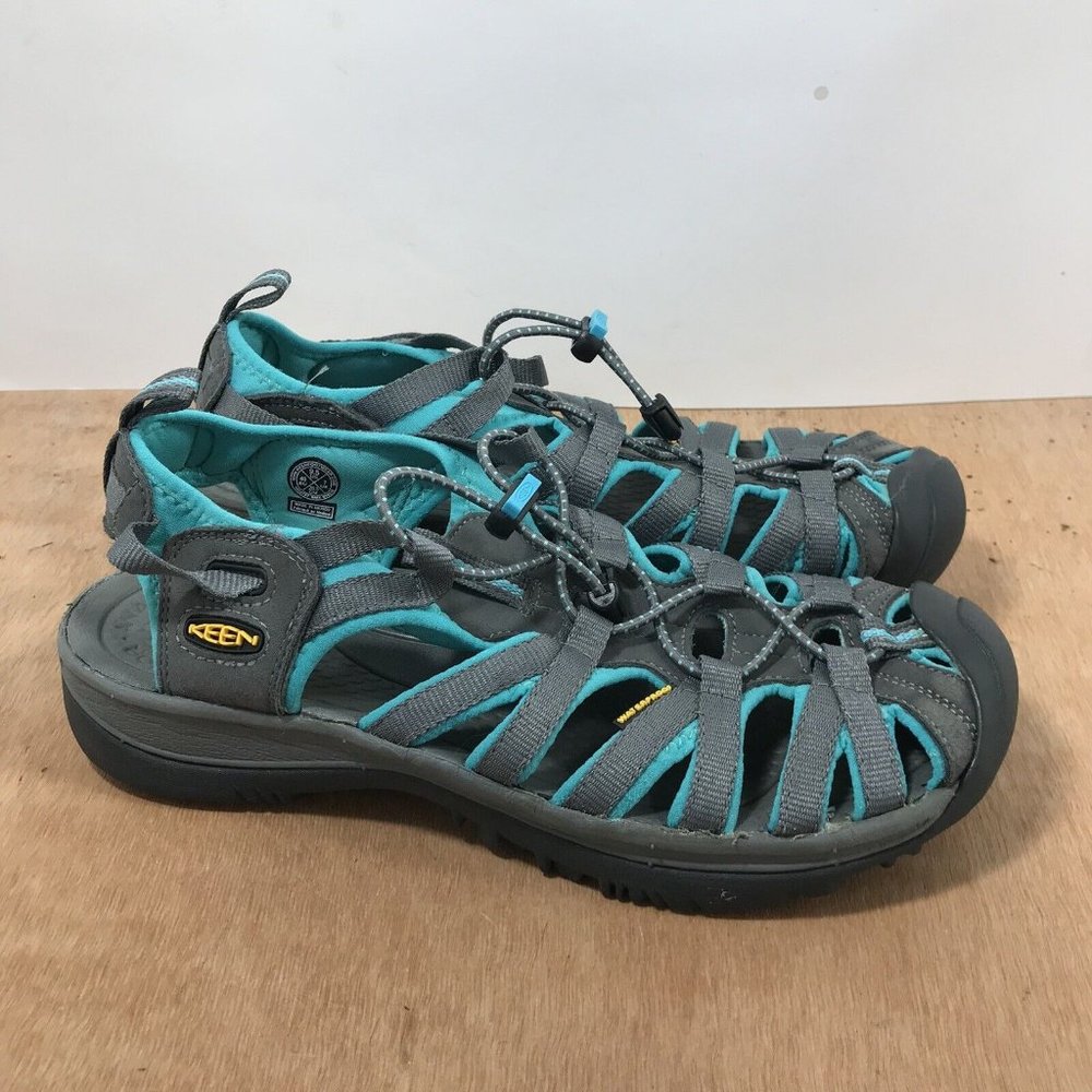 Keen Womens Whisper Sport Walking Sandal Blue Teal Gray Waterproof Size 9.5